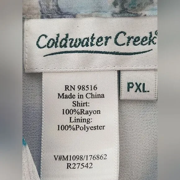 Coldwater Creek PXL White Mlticlrd Floral Print Lined Lngslv Women Shirt Blouse - Picture 2 of 7